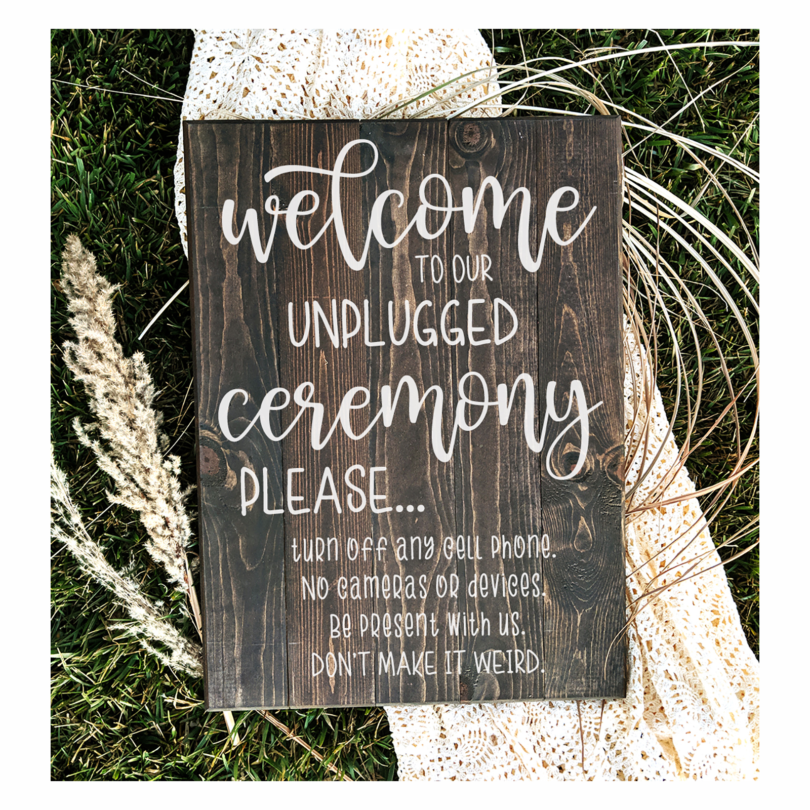 Download Welcome To Our Unplugged Ceremony Custom Wedding Signs